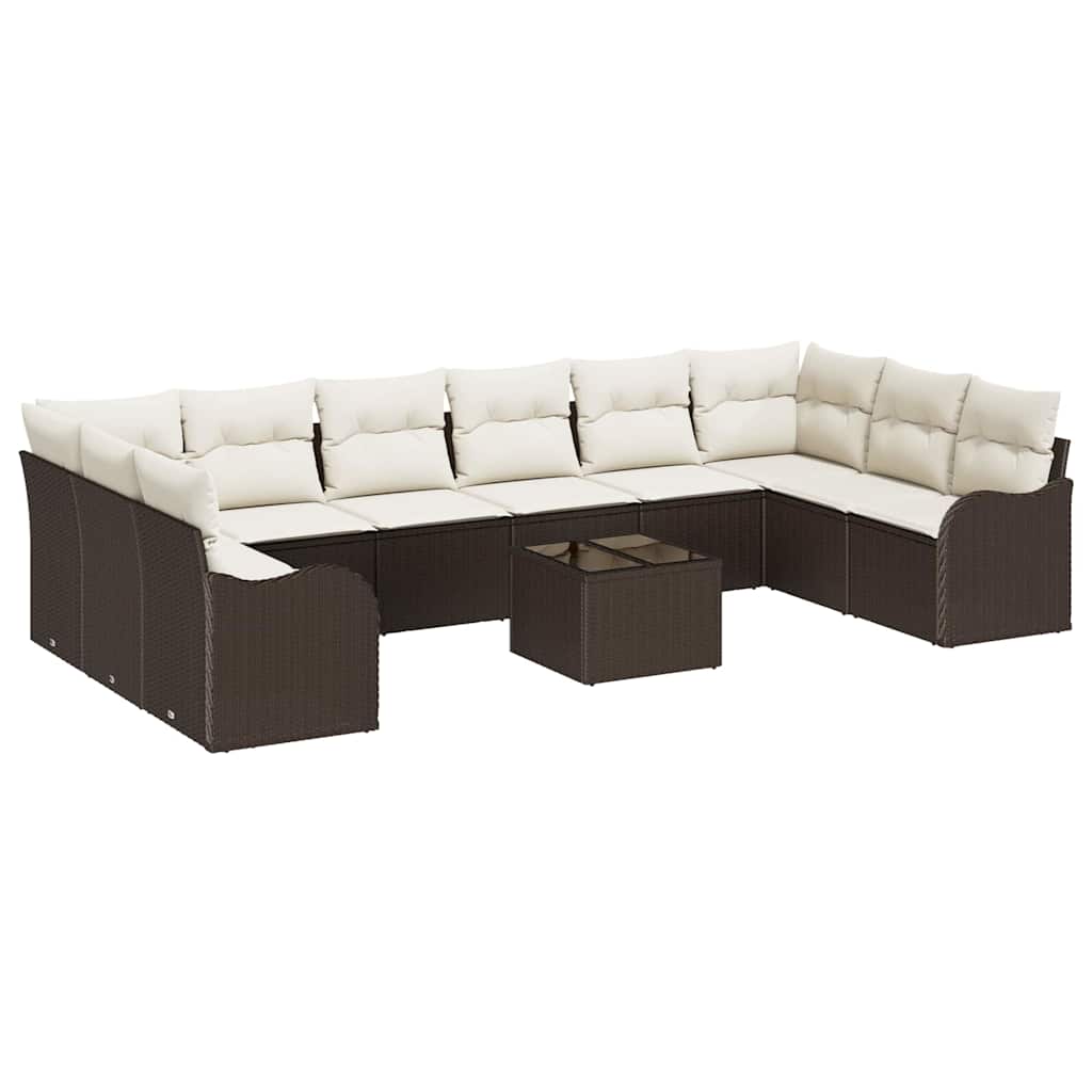 Maison Exclusive - Gartensofa-set 11 Stk. Braun Und Weiß Poly-rat