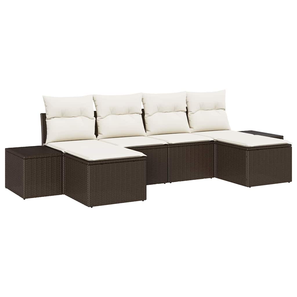 Maison Exclusive - Garten-sofa-set 4 Stk. Braun Und Creme Poly-ra