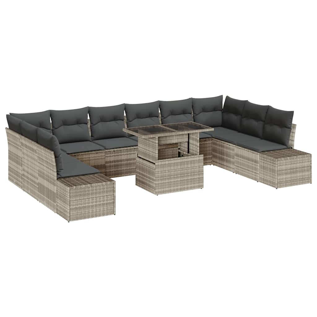 Maison Exclusive - Gartensofa-set 11 Stk. Hellgrau Poly-rattan