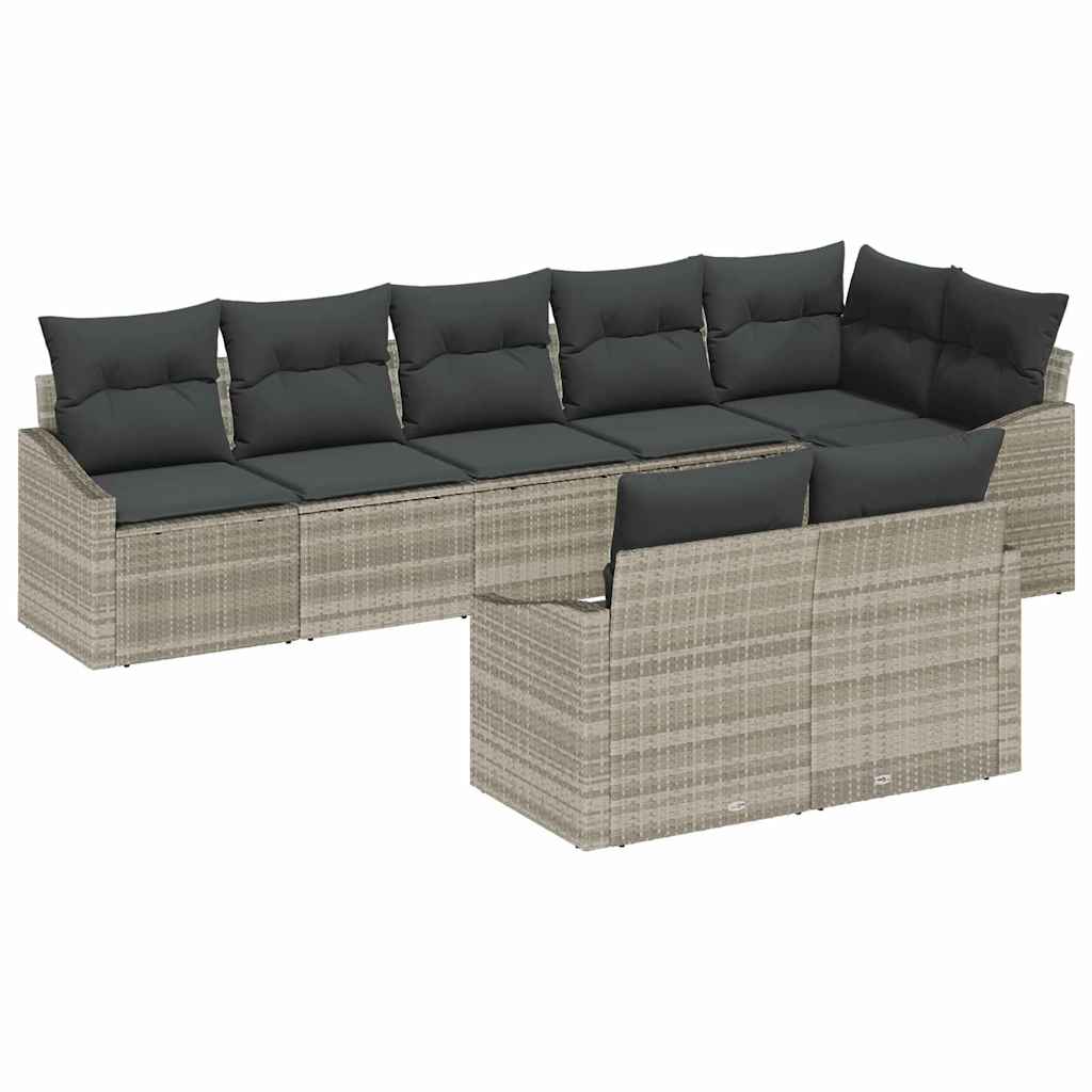 Vidaxl Poly Rattan - Gartensofa-set Mit Kissen 8 Pcs Hellgrau Poly-rattan