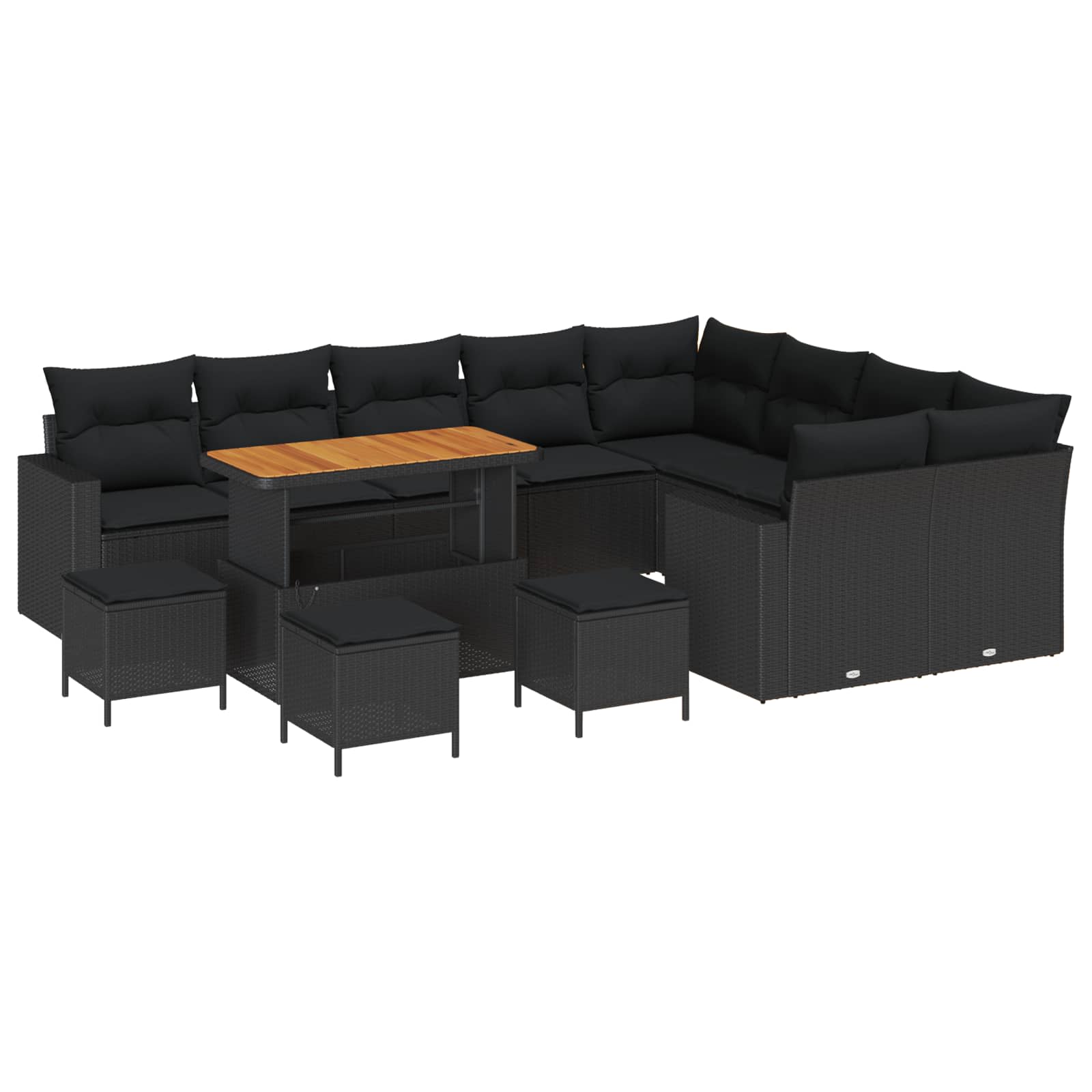 Terrassensofa - Gartensofa-set 13 Pcs Schwarz Poly-rattan