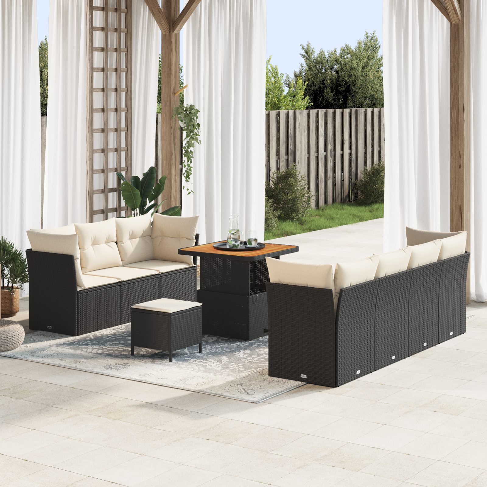 Vidaxl Poly-rattan - Gartensofa-set 10 Pcs Schwarz Poly-rattan