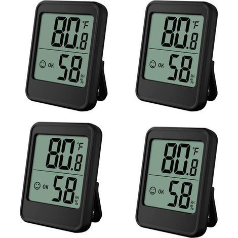 4 Stück Thermometer Hygrometer Innen, Luftfeuchtigkeits- Und Temperaturanzeige, Raumthermometer Mit Komfortlevel-anzeige Und Gesichtsikone Für Gewächshaus, Weinkeller, Büro