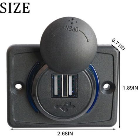 Doppelter Usb-anschluss, 3,1a Auto-doppelt Schwarz Abs Usb-ladeanschluss, Stromanschluss 12v Led, Wasserdicht, Usb-ladegerät Mit Led-öffnung, Tragbares Handy-autoladegerät Blu Ray - Rwcha