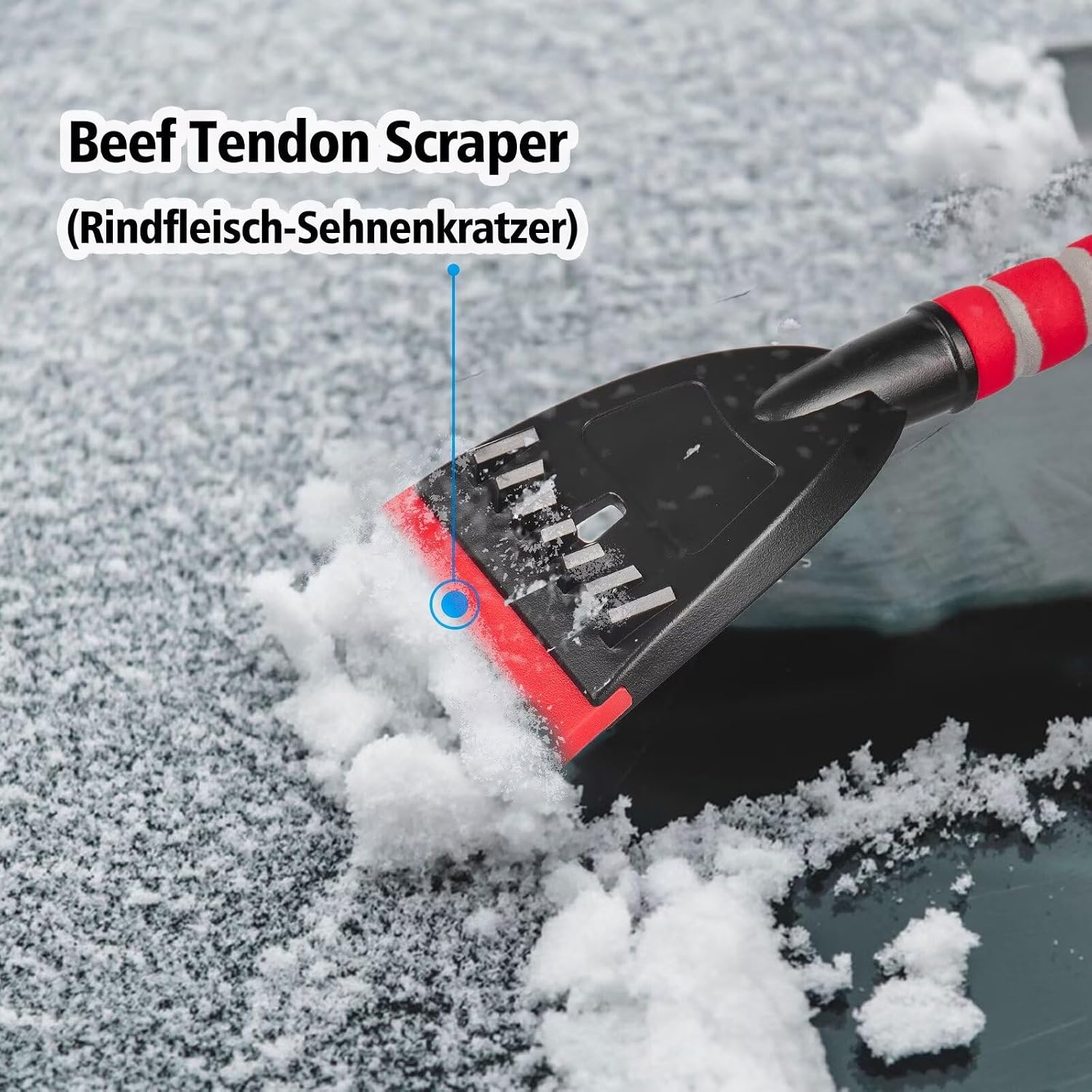 Eiskratzer Mit Schneebürste Für Autoscheiben, Abnehmbare Rotierende Bürste, Schaumstoffgriff, Gesamtlänge 55 Cm
