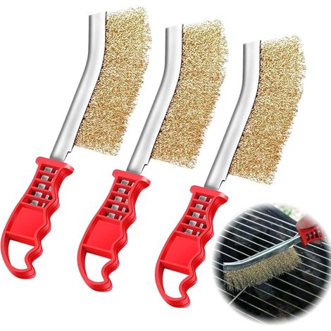 3er-set Grillbürsten – Messing- Und Nylonborsten – Für Rost, Schweißschlacke Und Grillreste
