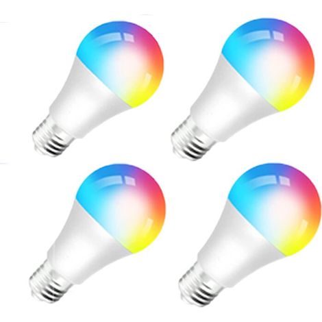 4er-pack Intelligente Rgb-led-lampen, Wi-fi, E27, 9w, 850lm, Sprachsteuerung, Kompatibel Mit Amazon Alexa Und Google Home, Farbige Beleuchtung