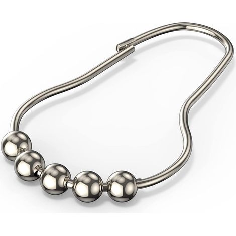 12er-set Duschvorhangringe, Edelstahl, Silber