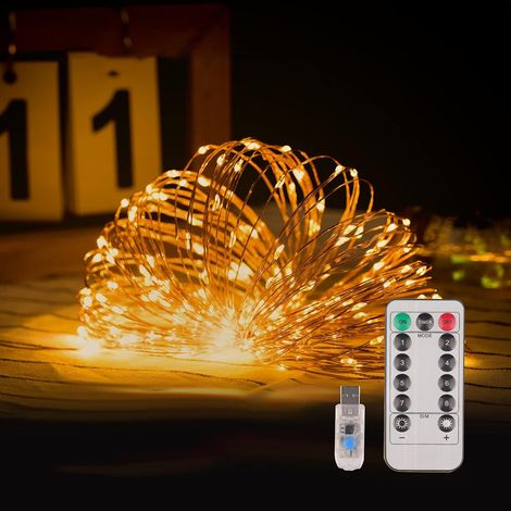 Led-lichterkette, 20m 200 Leds Usb Lichterkette Wasserdicht, Ip65 Wasserdicht Warmweiß Außenbeleuchtung Innenbeleuchtung Für Ländliche Hochzeiten, Weihnachten, Valentinstag, Geburtstagsfeier