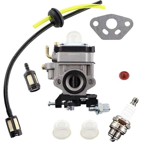 9-in-1-vergaser Für Freischneidermotor 52cc 49cc 43cc, Vergaser-kit + Dichtung + Primer-pumpe + Kraftstofffilter-schlauchset + Ventil + Zündkerze + Zusätzlicher Kraftstofffilter