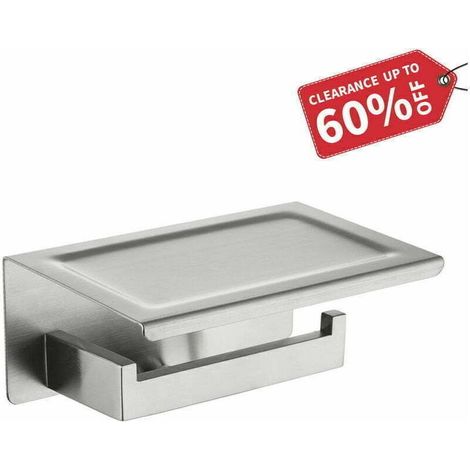 Wc-papierhalter Aus Edelstahl, Wandmontierter Toilettenpapierrollenhalter Mit Handyablage, Gebürstet