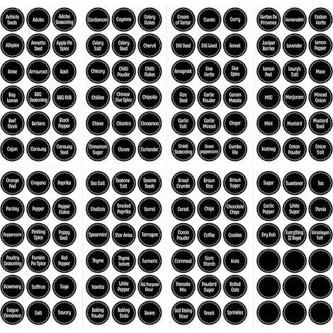 144er-pack Selbstklebende Etiketten Für Gewürzgläser 13,5x26,7 Cm – Wasserfestes Pvc – Leicht Lesbar – 9 Leere Bögen Enthalten