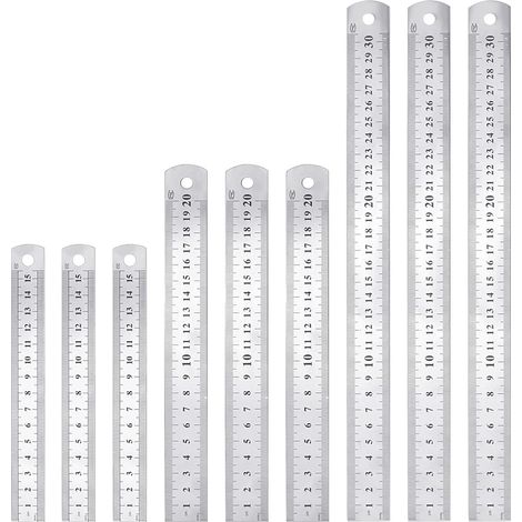 9 Stück Edelstahl-lineale 15 Cm 20 Cm 30 Cm Metall-lineal Mit Beidseitiger Skala, Rostbeständiges Und Langlebiges Schreinerlineal Für Studenten, Ingenieure, Architekten, Lehrer Und Designer Im Büro