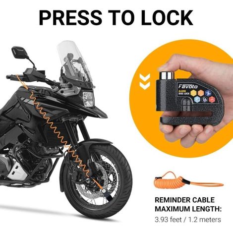 Motorrad-anti-diebstahl-bremsscheibenschloss Mit 110-db-alarm, Scheibenbremsen-schloss Für Roller Und Fahrrad, Inklusive 2 Schlüsseln / 1 Inbusschlüssel / Ersatzbatterien / 7 Mm Starkes Bremsenscheibe