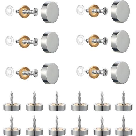 Set Aus 20 Gebürsteten Edelstahl-schrauben Mit Dekorativen Abdeckungen Für Spiegel, Tische, Platten, Schränke Und Glaspaneele, Silber, 14 Mm