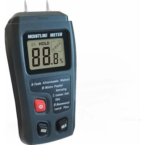 Holzfeuchtigkeitsmesser – 2 Nadelelektroden – Messbereich 0–99,9 % – Großes Lcd-display – 4 Messmodi