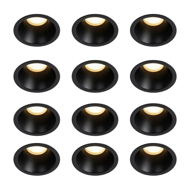 Set Mit 12 Modernen Einbaustrahlern Schwarz Gu10 35mm Ip44 - Dept