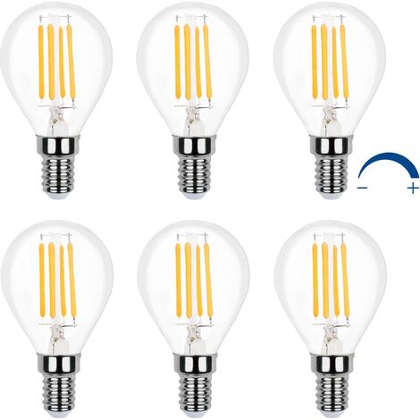Ampoule Led Globe, E14 Blanc Chaud 2700k, Ampoule Décorative E14 Globe Led, G45 E14 Led 4w Équivalent 40w Incandescence, Petite Pour Lustre, Lot De 6