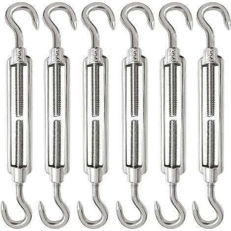 6 Stück Kabelspanner M6 Edelstahl 304 Verstellbar Mit Ratsche Und Haken Für Drahtseil, Stahlseil, Seil