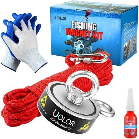 Magnetfischerset Mit Zwei Seiten, Extrem Stark, Kombi-set 300 Kg Zugkraft, Neodym-magnet-angelset Mit 20 M Seil, Karabiner, Handschuhen Und Angelschnur Für Das Magnetangeln