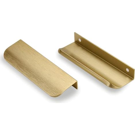 Sechs Unsichtbare Griffe, Möbelgriffe, Moderne Und Minimalistische Schrankgriffe Aus Legierung, Schubladengriffe (gebürstetes Gold, Lochabstand 96 Mm)
