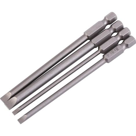 4 Stück Schraubendreher-bits Mit Flachem Kopf Aus S2-magnetstahllegierung, 1/4 Zoll, 100 Mm