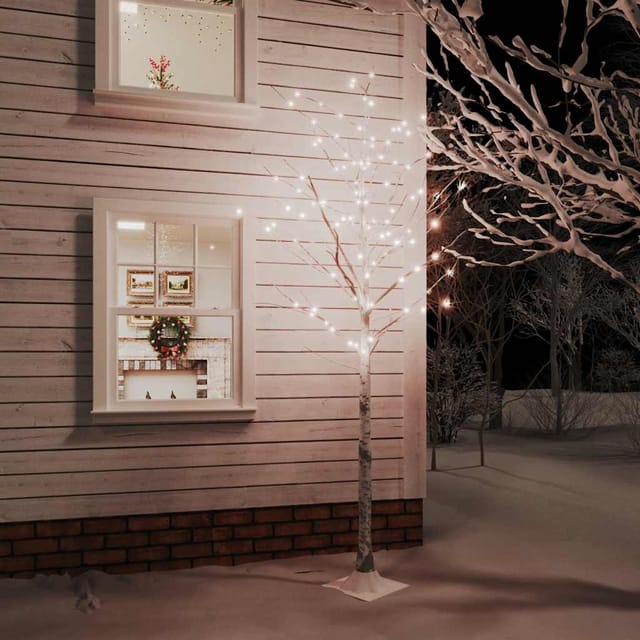 Led-birke Warmweiß 128 Leds 220 Cm Vidaxl