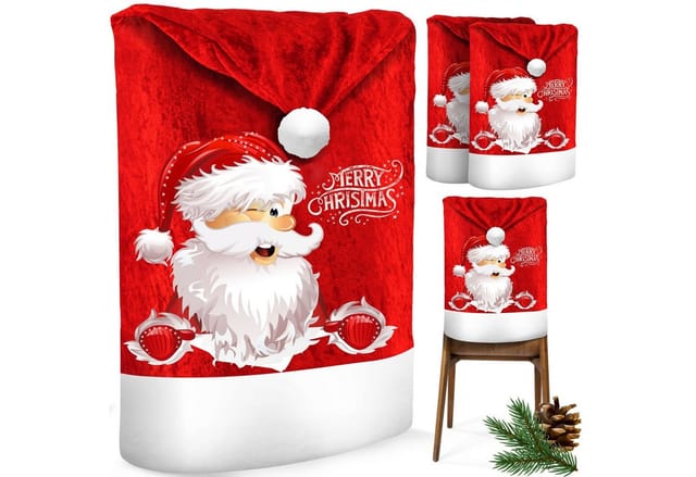 Kesser® Weihnachtsstuhlüberzüge, Set - 6 Stück, Rot / Weiß
