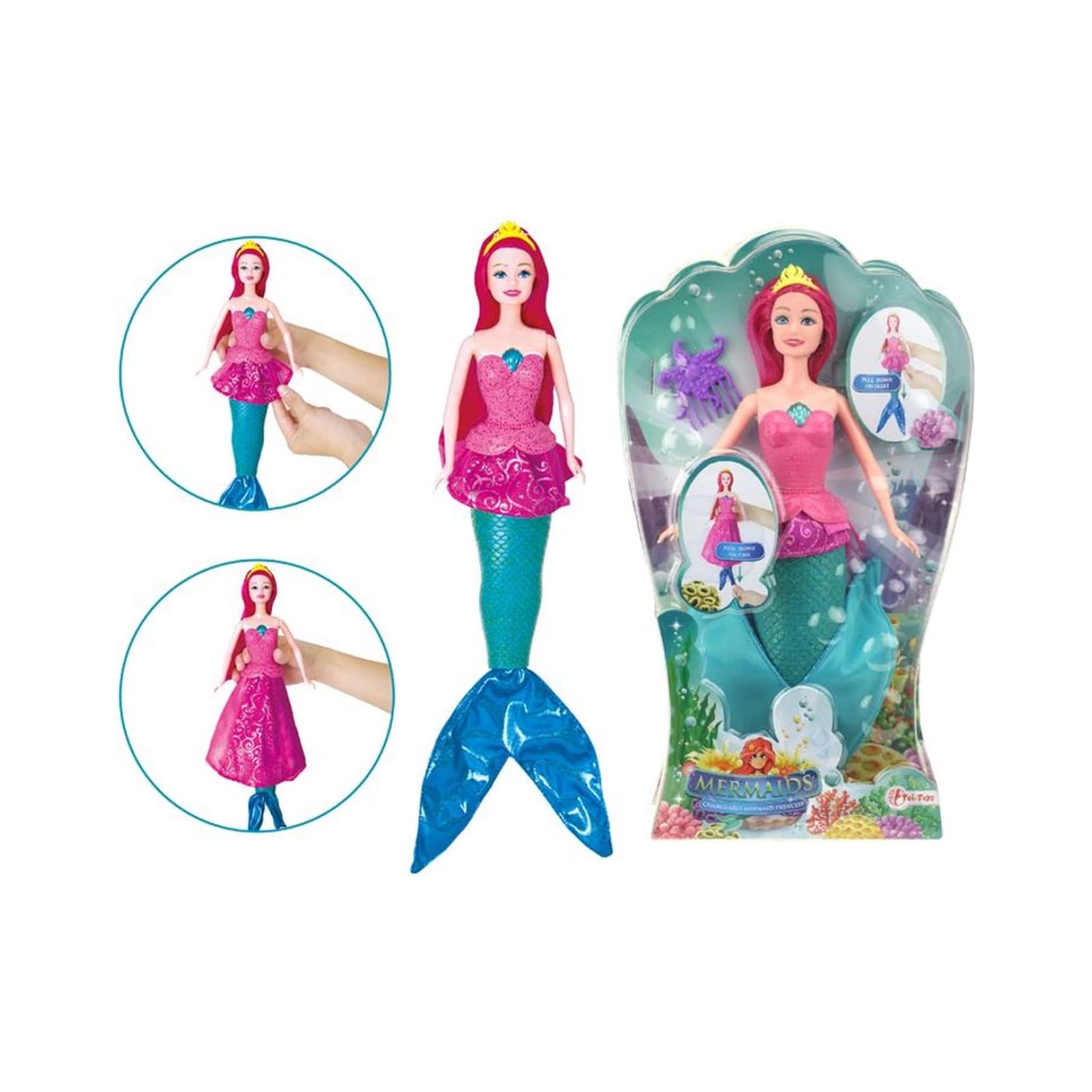 Toi-Toys Meerjungfrau mit wechselbarem Kleid 30 cm