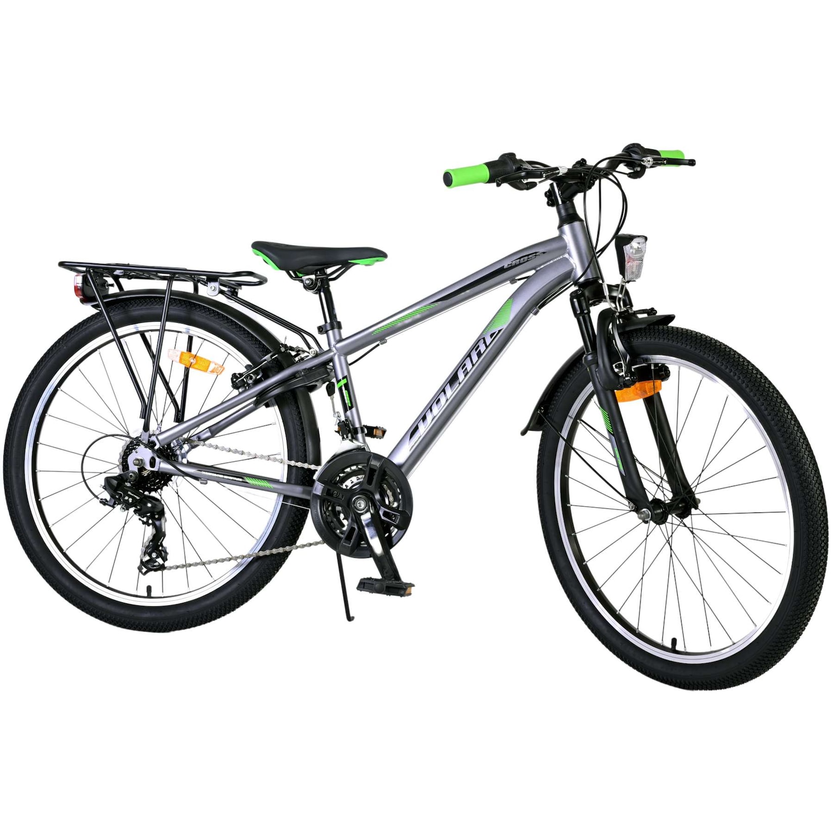 Volare Kinderfahrrad Cross für Jungen 24 Zoll Kinderrad in Grau, 18 Gänge