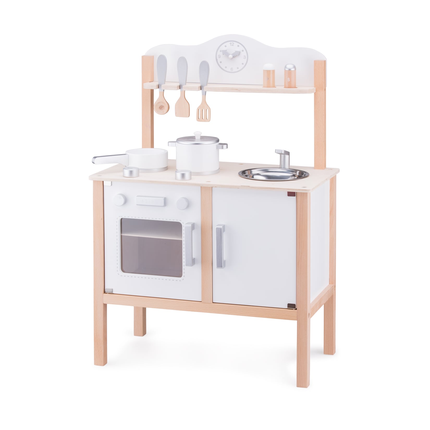 New Classic Toys Küchenzeile Kinderküche aus Holz Modern Weiß Holzküche Holzspielzeug