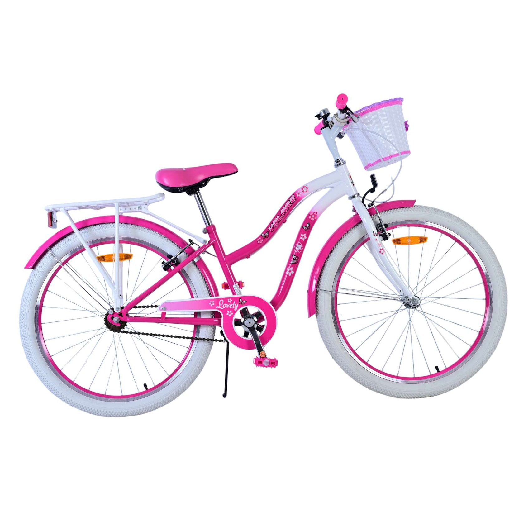 Volare Kinderfahrrad Lovely für Mädchen 24 Zoll Kinderrad in Lila, Zwei Handbremsen
