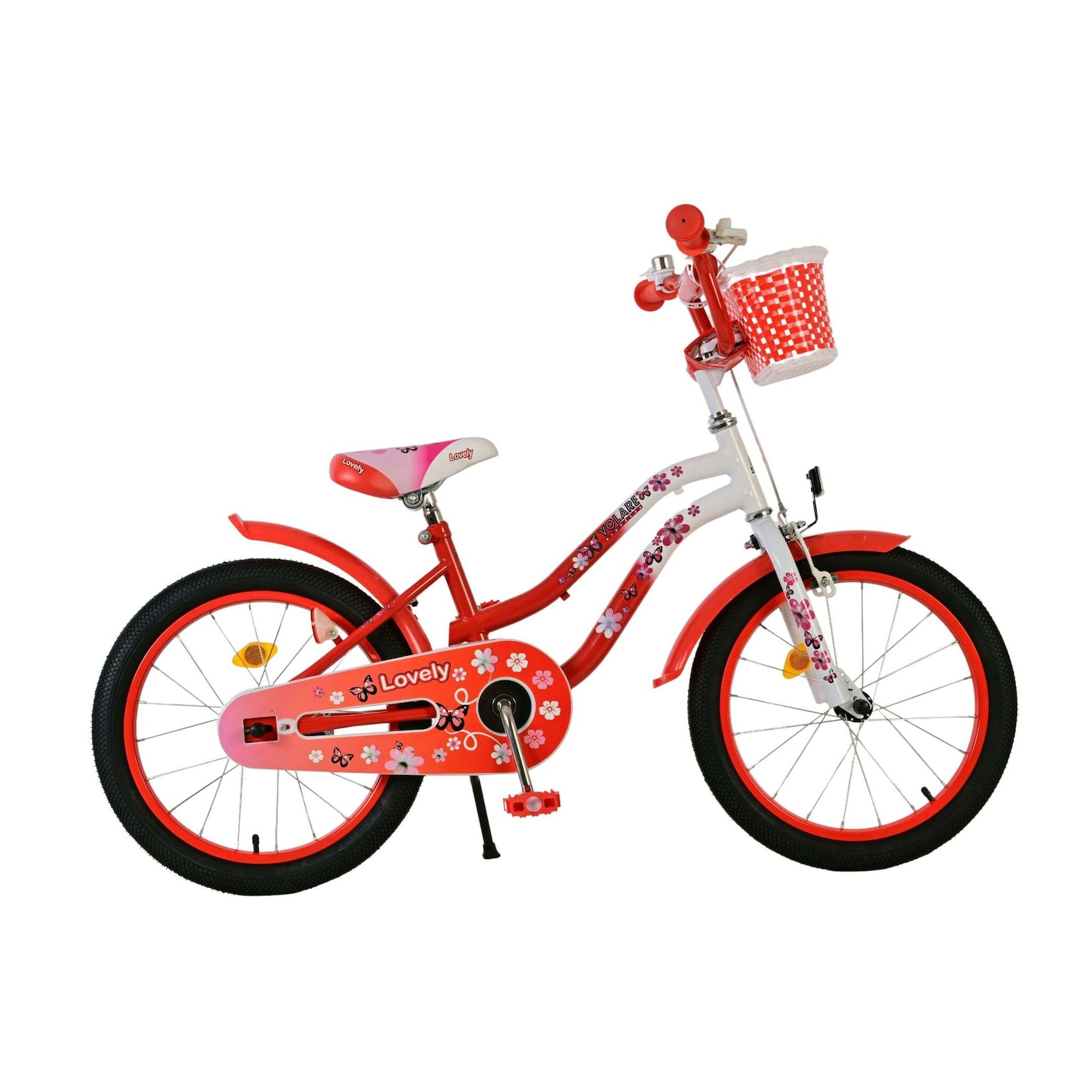 Volare Kinderfahrrad Lovely für Mädchen 18 Zoll Kinderrad in Rot Weiß