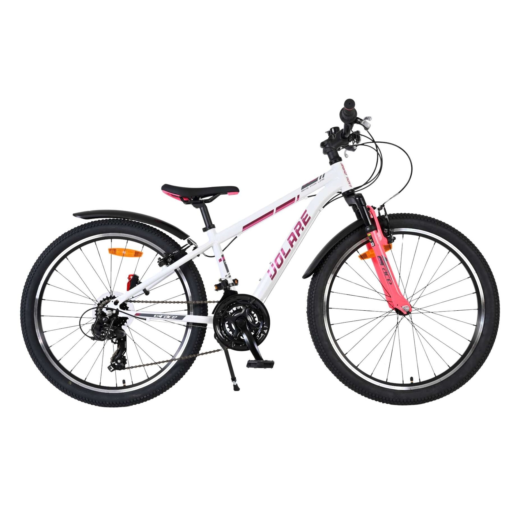 Volare Kinderfahrrad XC Race 24 Zoll Kinderrad in Weiß/Rosa, 21 Gänge