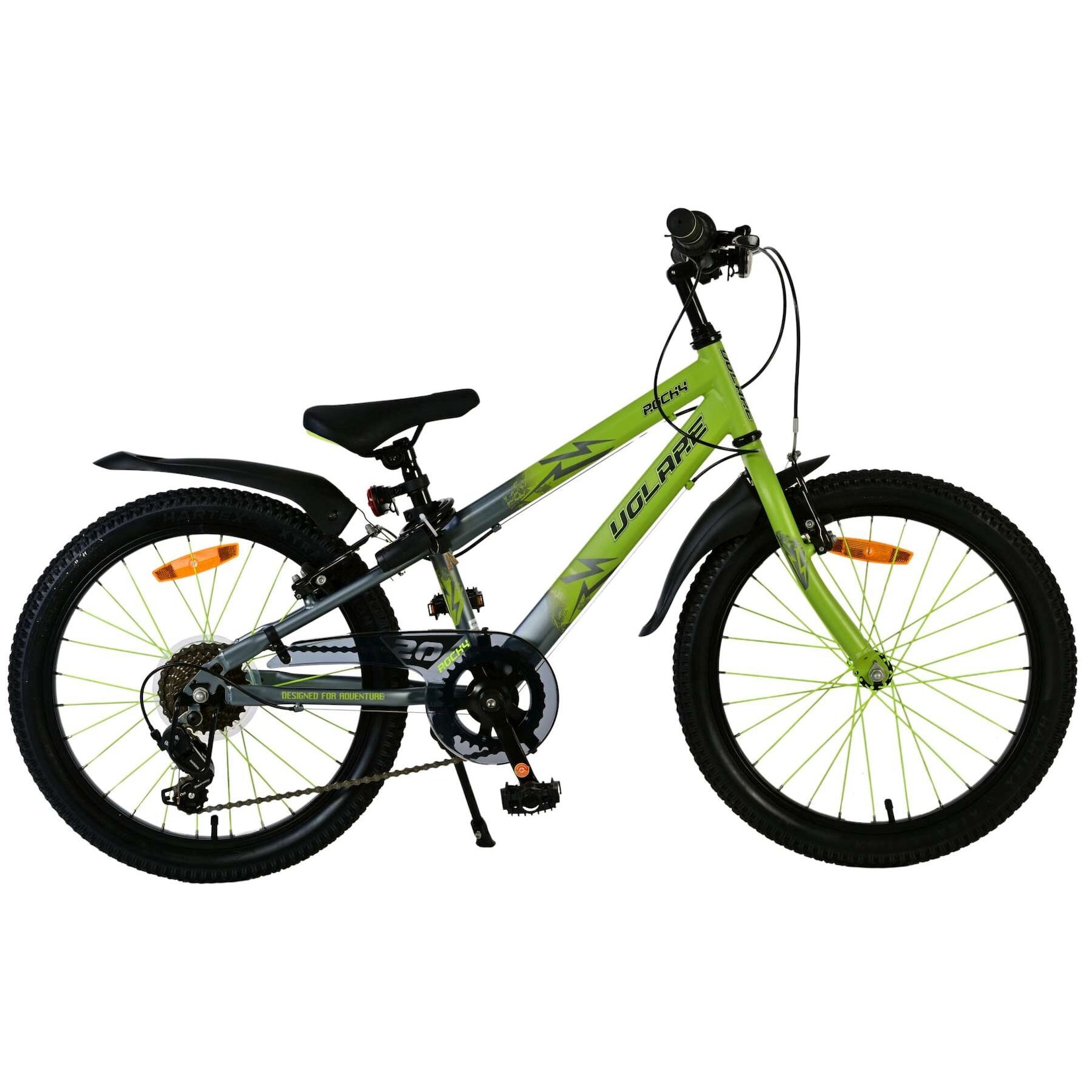 Volare Kinderfahrrad Rocky 20 Zoll Kinderrad in 7 Gänge, Grün/Grau