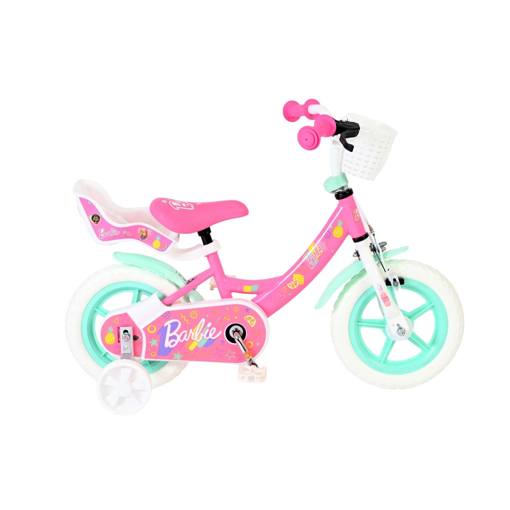 Volare Kinderfahrrad Barbie für Mädchen 12 Zoll Kinderrad in Mag-Felgen, Rosa