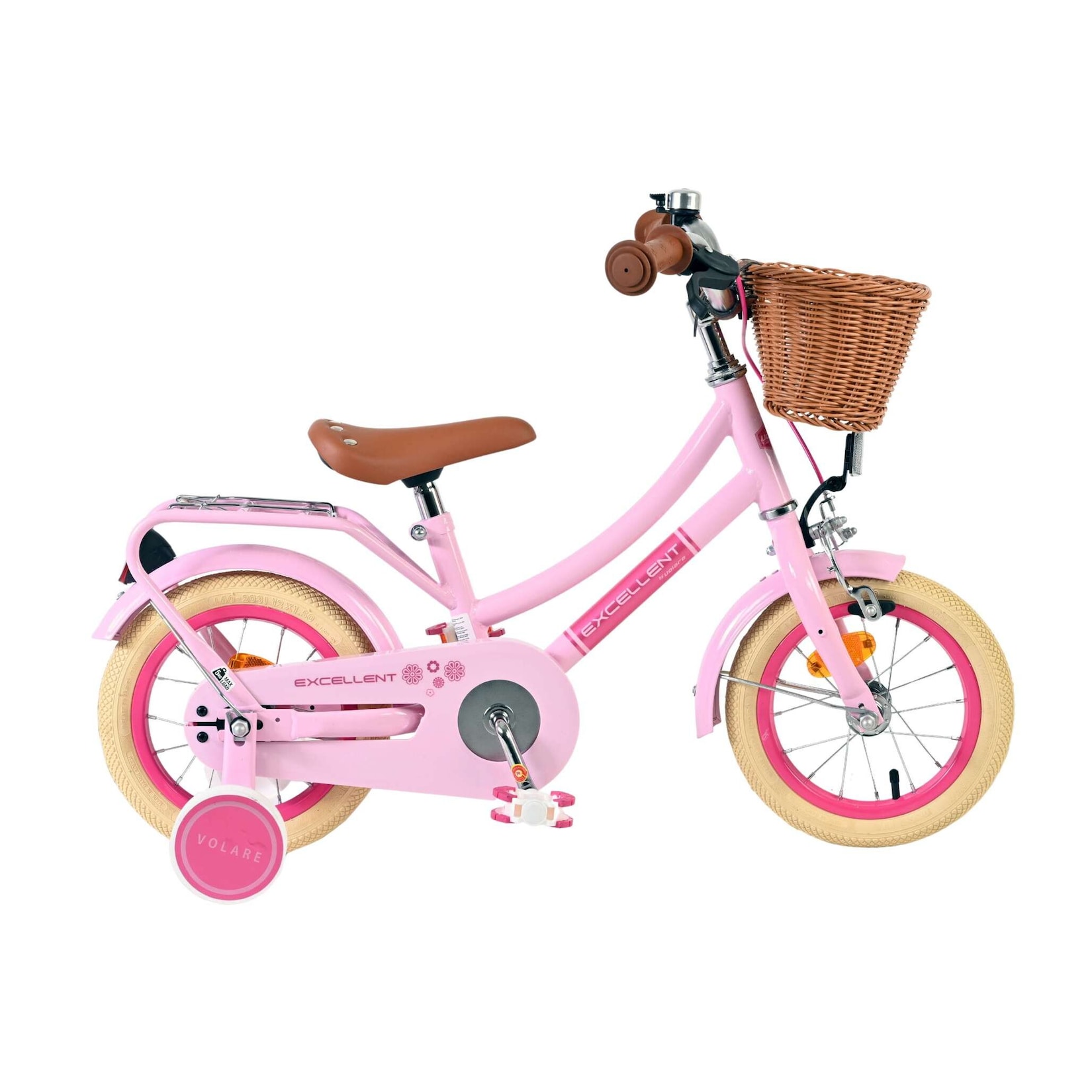 Volare Kinderfahrrad Excellent für Mädchen 12 Zoll Kinderrad in Rosa