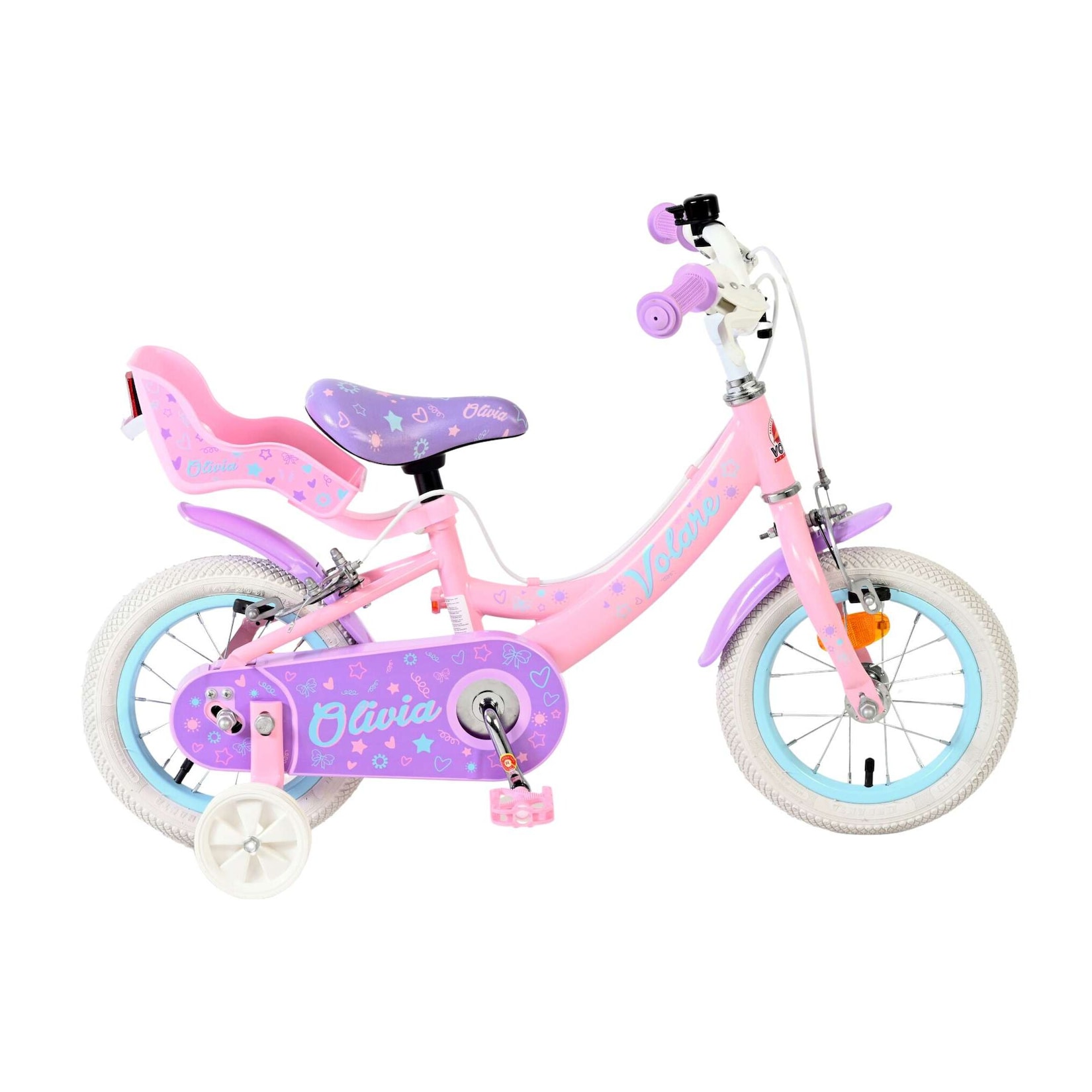 Volare Kinderfahrrad Olivia für Mädchen 12 Zoll Kinderrad in Rosa, Zwei Handbremsen