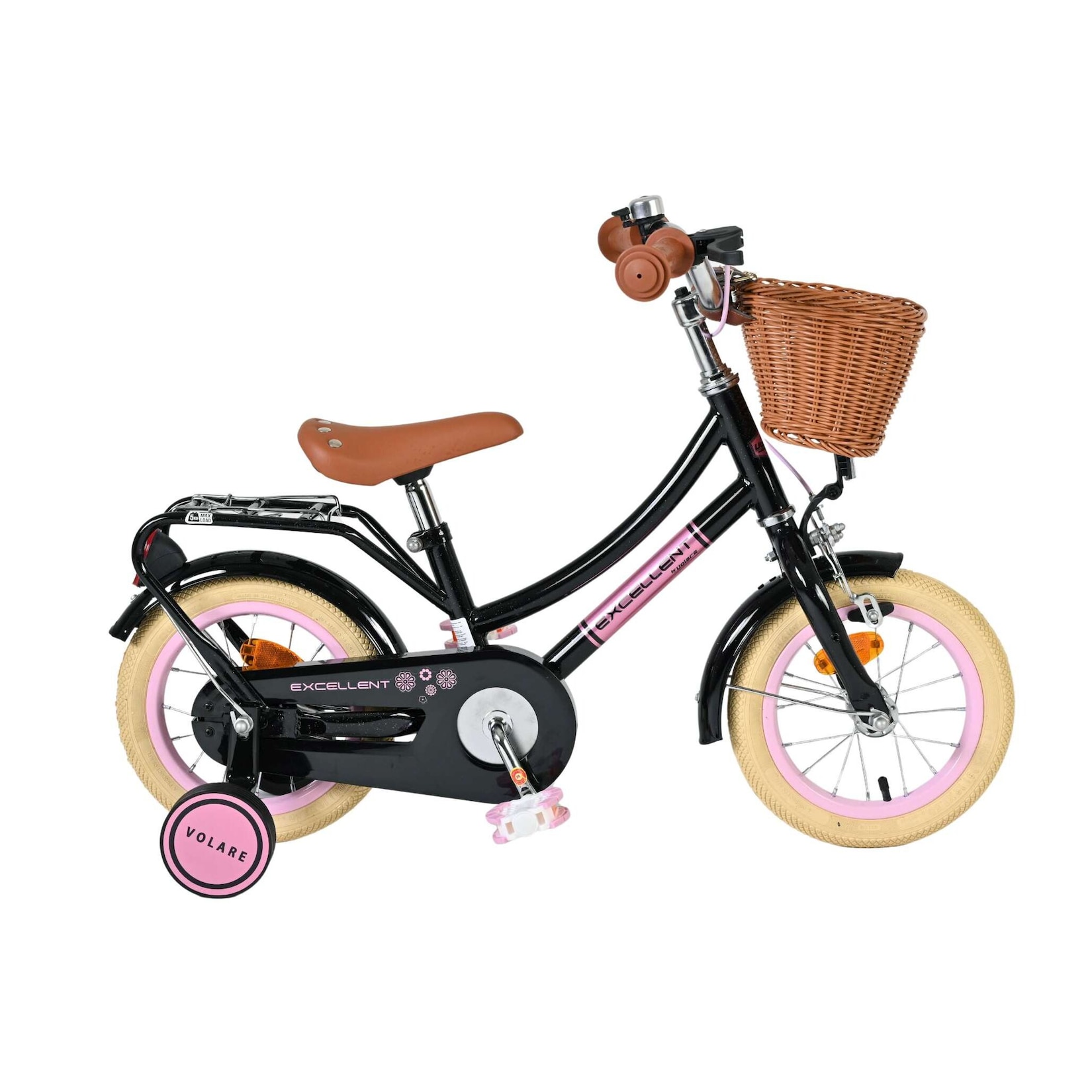 Volare Kinderfahrrad Excellent für Mädchen 12 Zoll Kinderrad in Schwarz