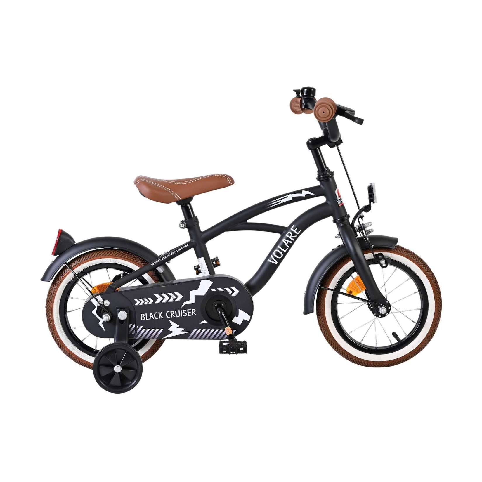 Volare Kinderfahrrad Black Cruiser für Jungen 12 Zoll Kinderrad in Schwarz
