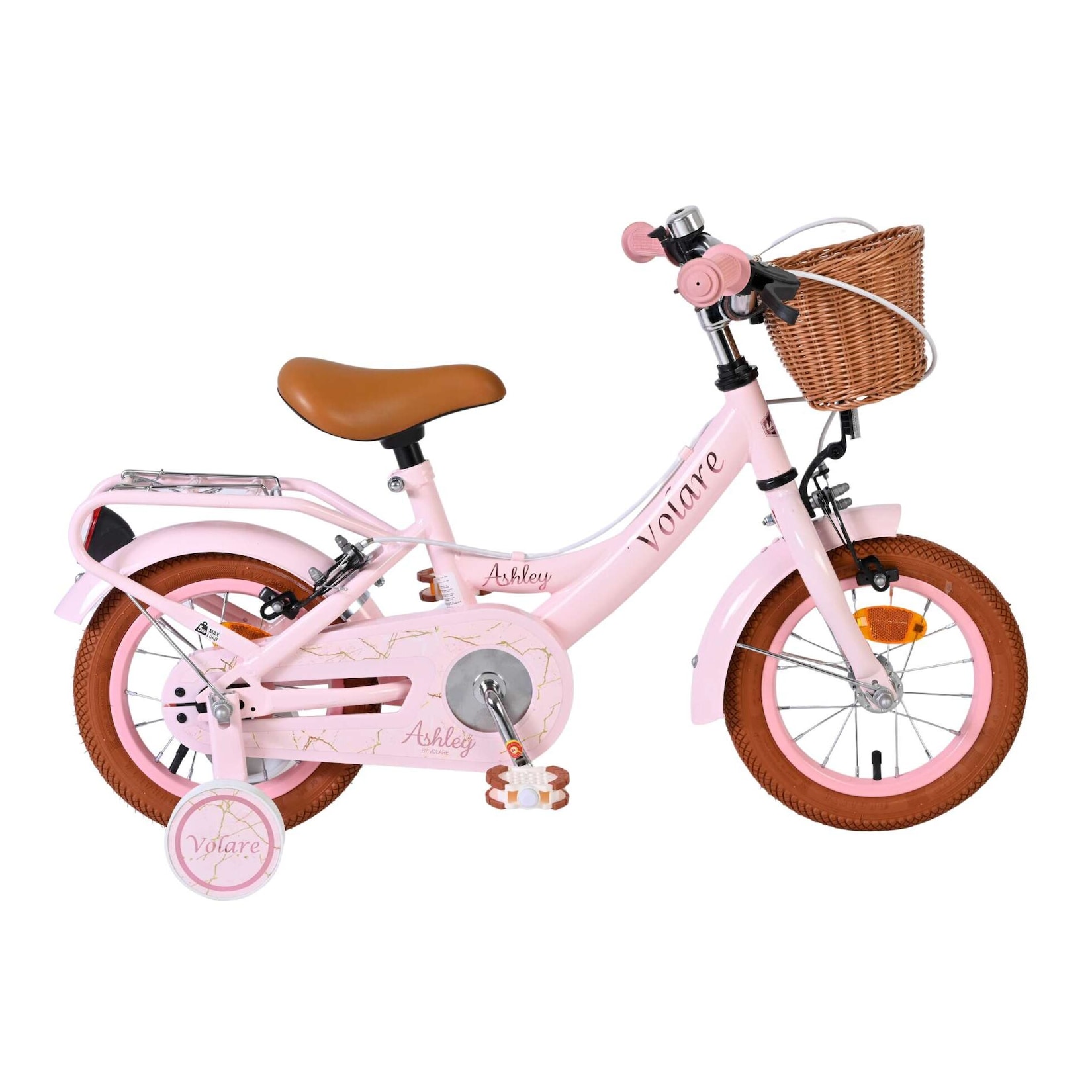 Volare Kinderfahrrad Ashley für Mädchen 12 Zoll Kinderrad in Rosa, Zwei Handbremsen
