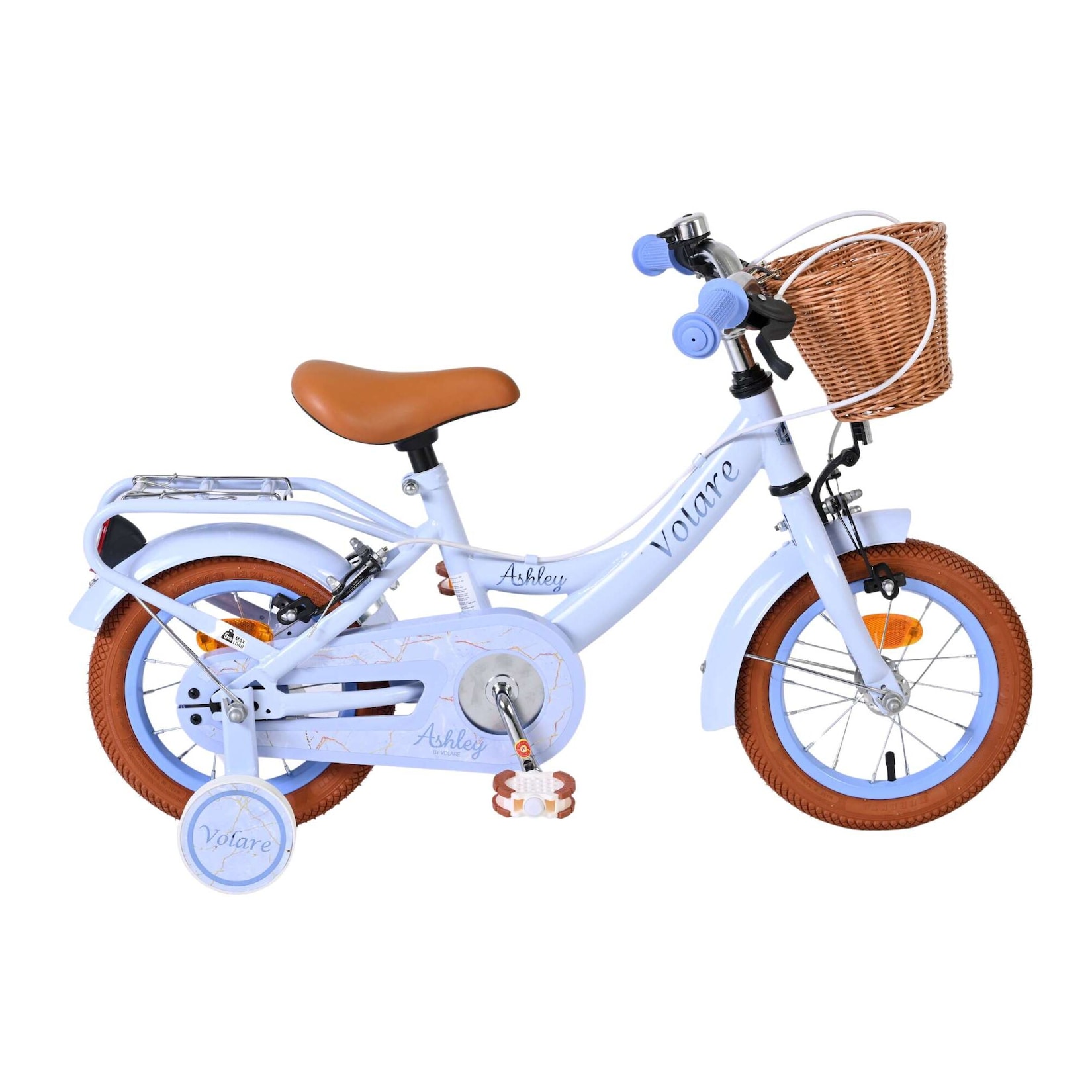 Volare Kinderfahrrad Ashley für Mädchen 12 Zoll Kinderrad in Pastellblau, Zwei Handbremsen