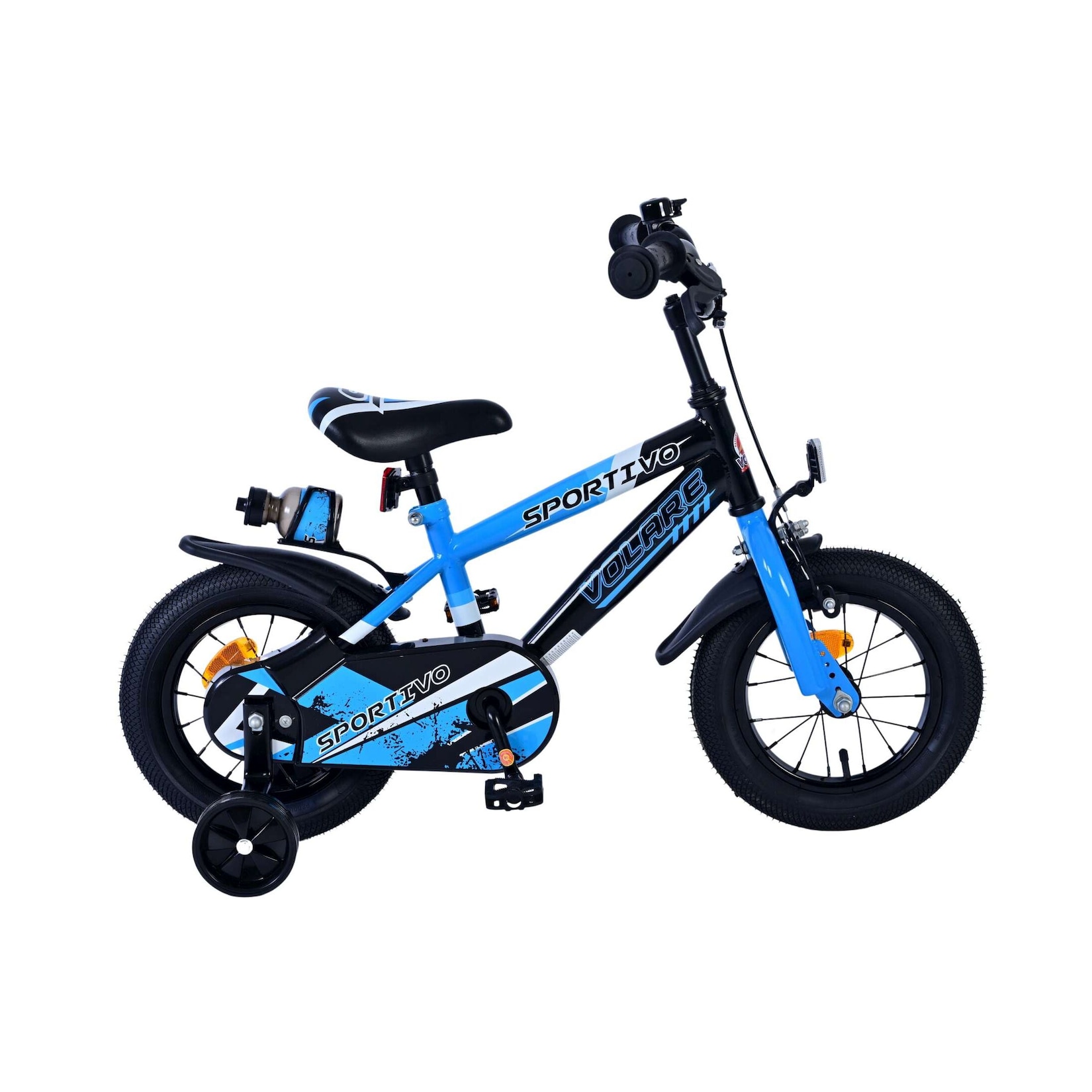 Volare Kinderfahrrad Sportivo für Jungen 12 Zoll Kinderrad in Blau Schwarz