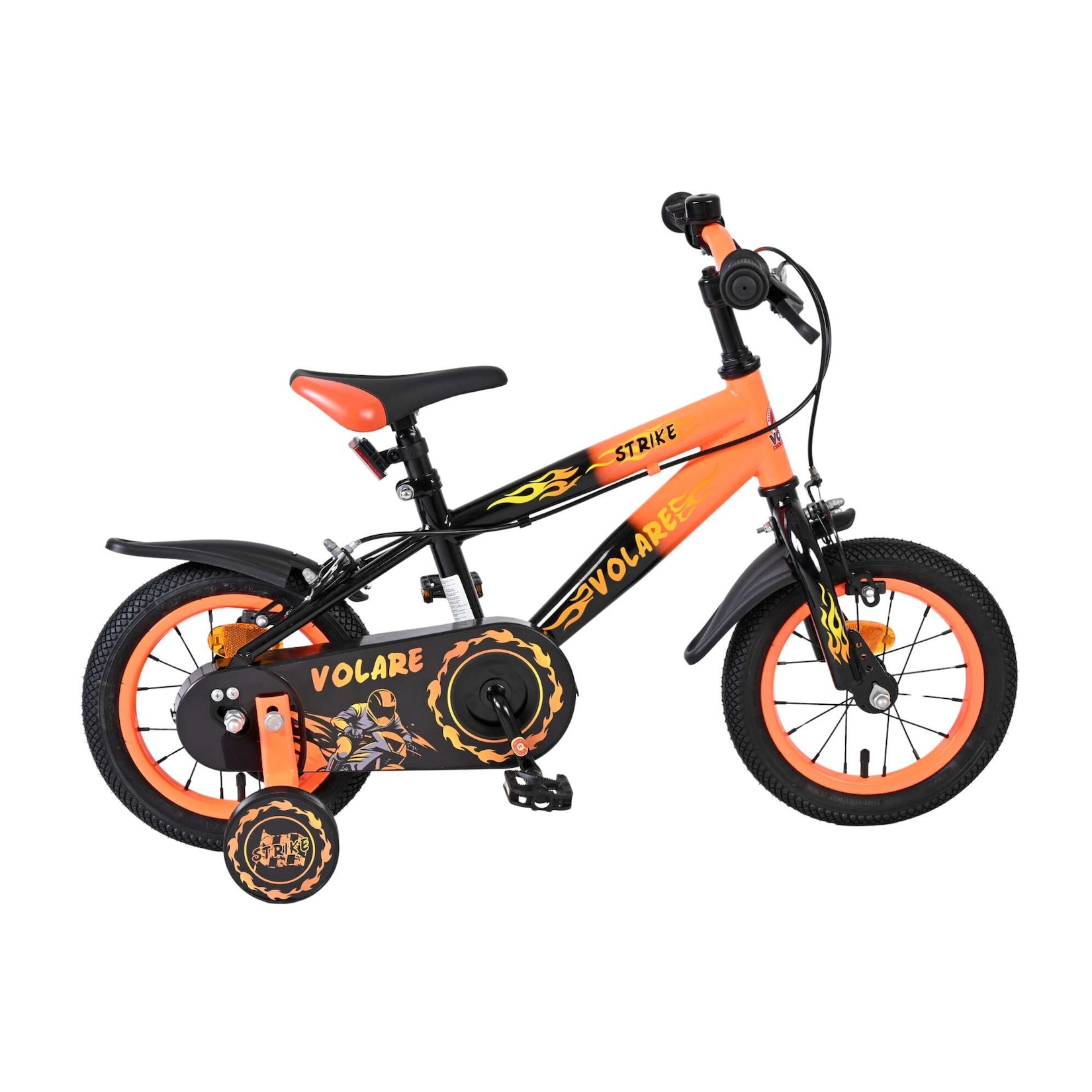 Volare Kinderfahrrad Strike für Jungen 12 Zoll Kinderrad in Orange, Zwei Handbremsen