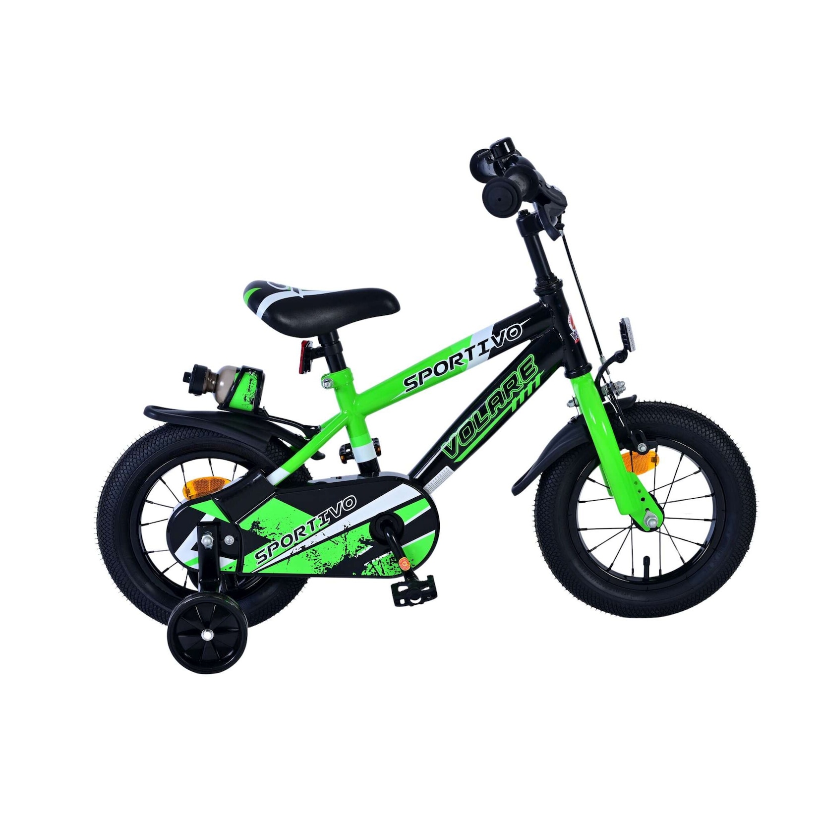 Volare Kinderfahrrad Sportivo für Jungen 12 Zoll Kinderrad in Grün Schwarz