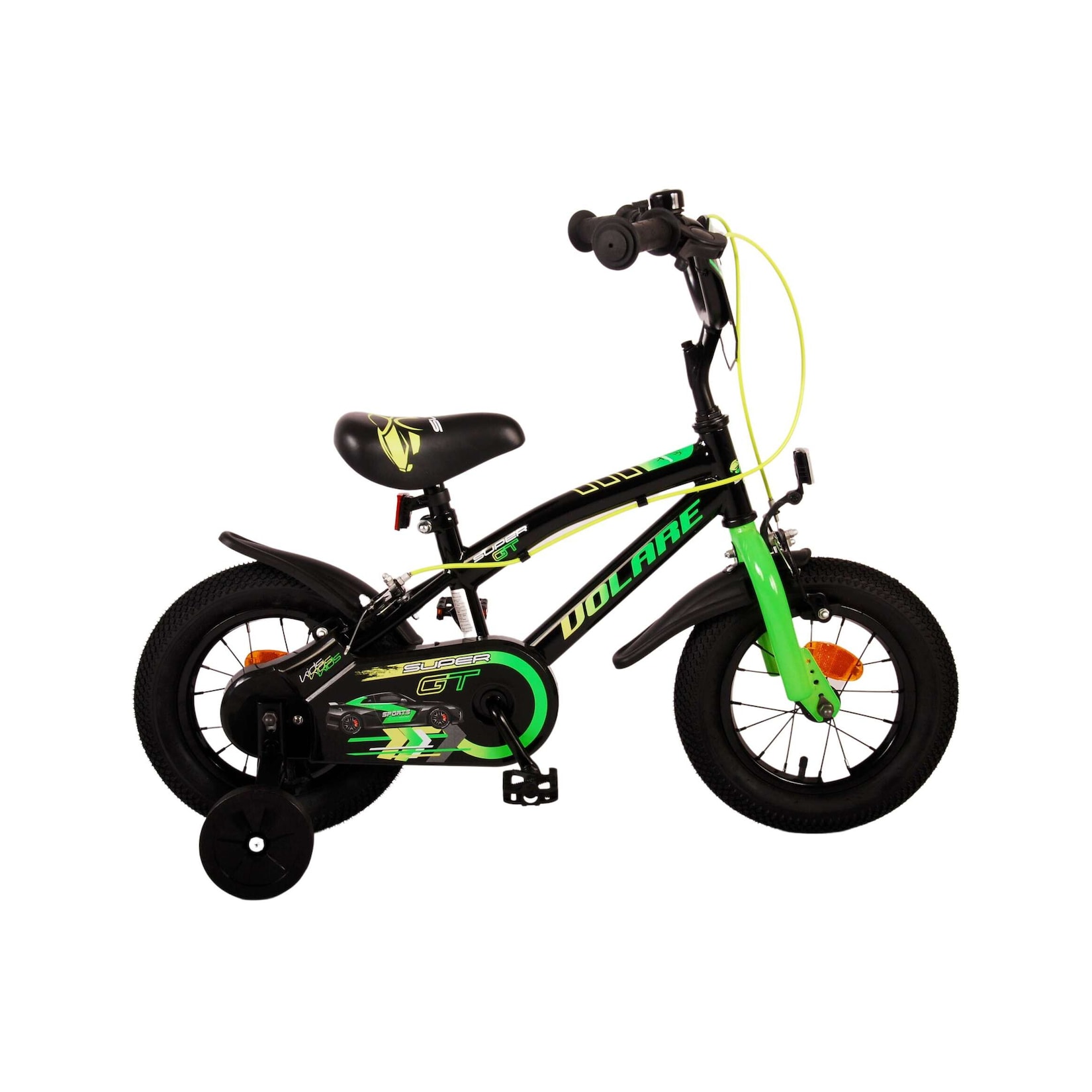 Volare Kinderfahrrad Super GT für Jungen 12 Zoll Kinderrad in Grün, Zwei Handbremsen