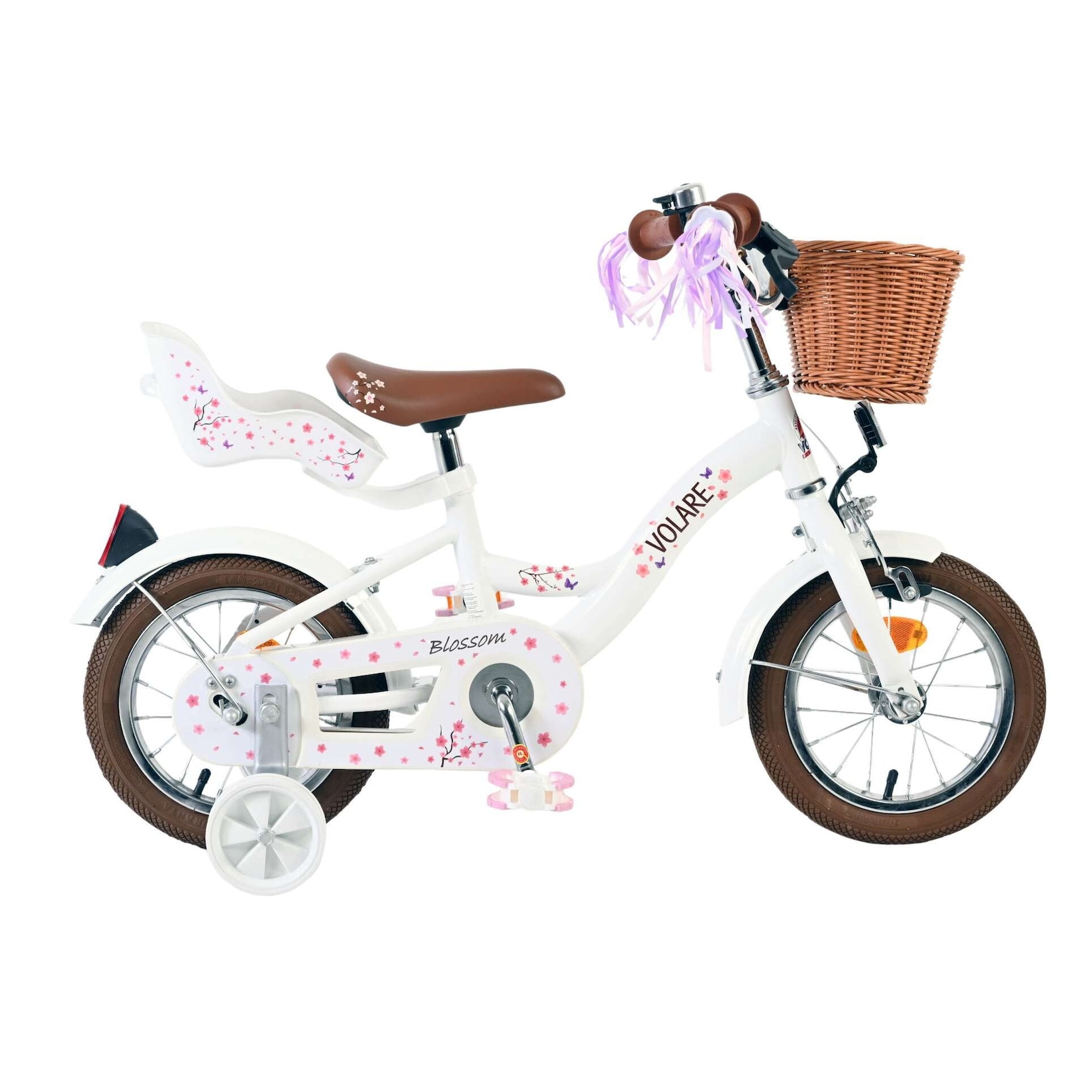 Volare Kinderfahrrad Blossom für Mädchen 12 Zoll Kinderrad in Weiß