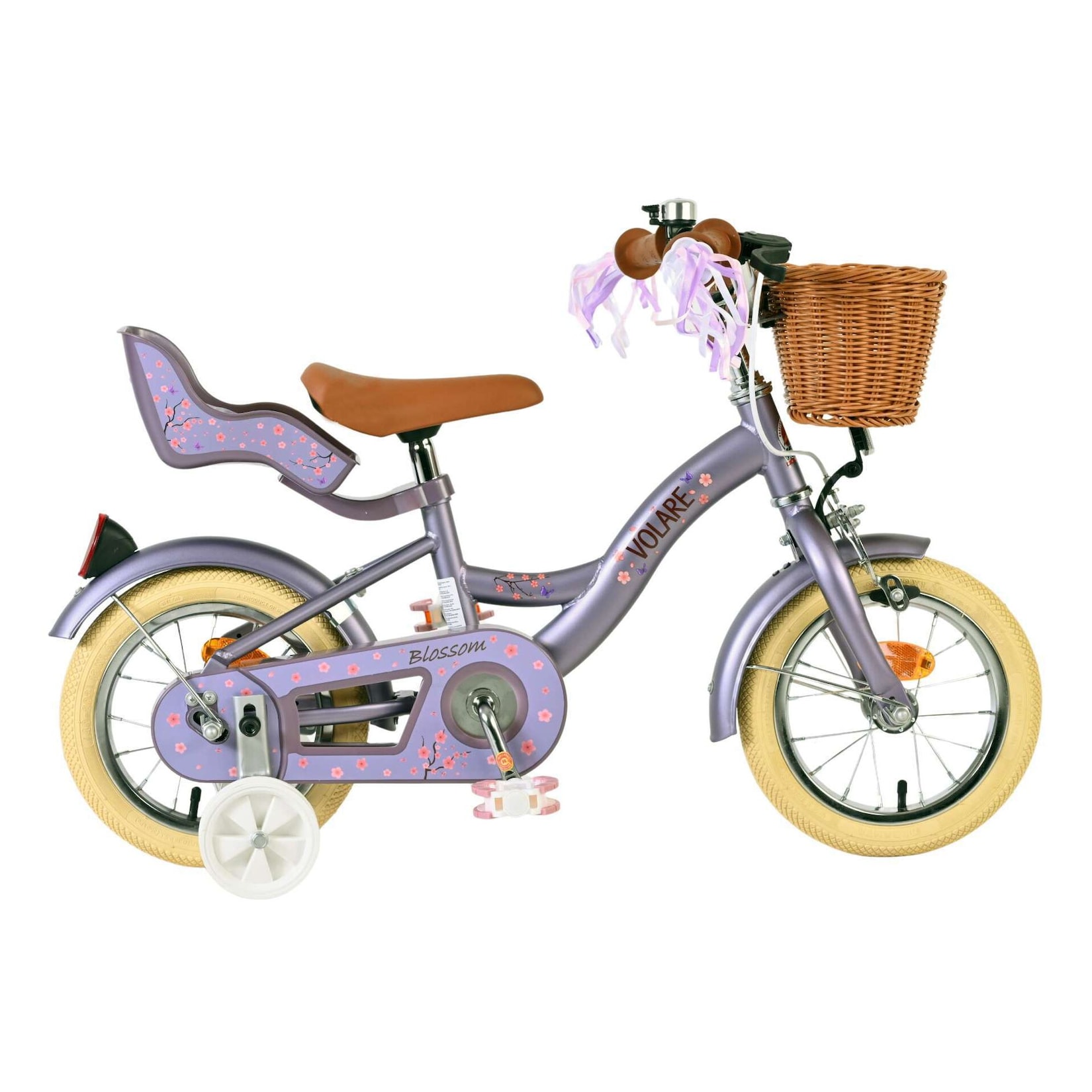 Volare Kinderfahrrad Blossom für Mädchen 12 Zoll Kinderrad in Lila