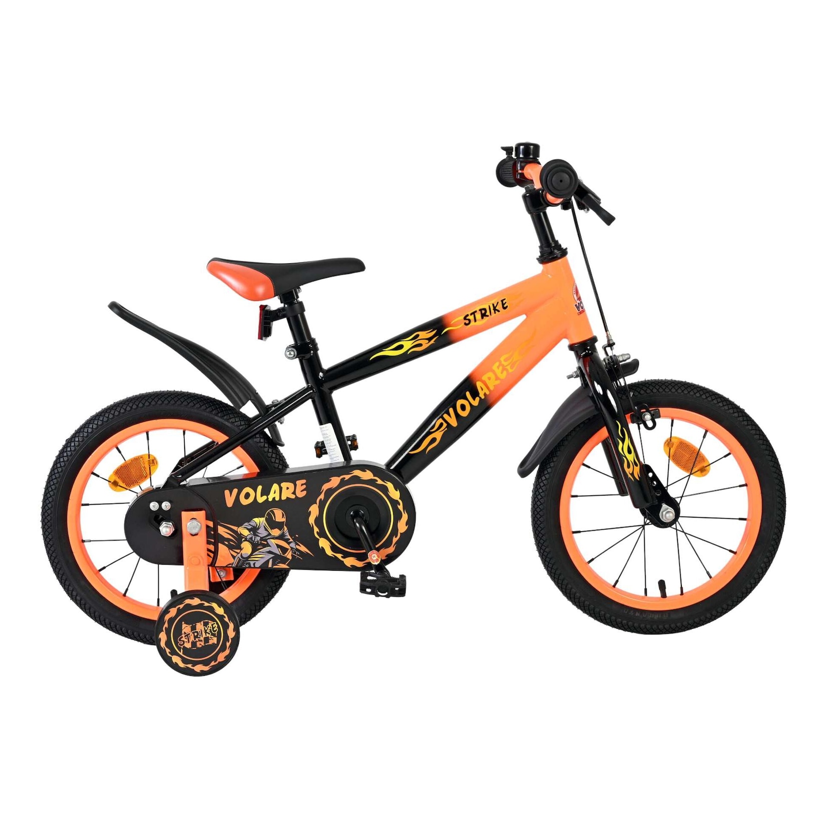 Volare Kinderfahrrad Strike für Jungen 14 Zoll Kinderrad in Orange
