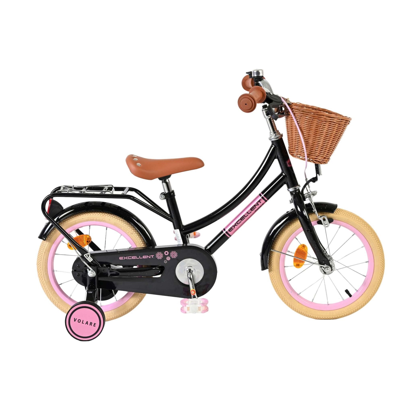 Volare Kinderfahrrad Excellent für Mädchen 14 Zoll Kinderrad in Schwarz